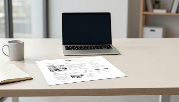 Wide desk setup with homepage layout sketch | میز کار عریض با اسکچ چیدمان صفحه اصلی